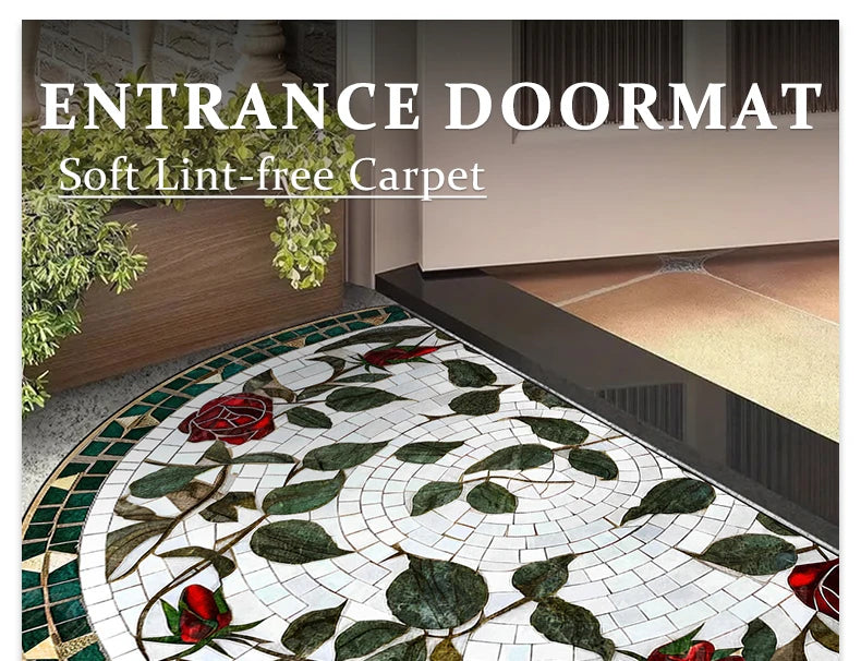 Entrance Doormat House, Outdoor, Semi-circular, Floral Style
