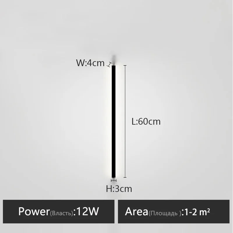 Wall lamp long strip black background