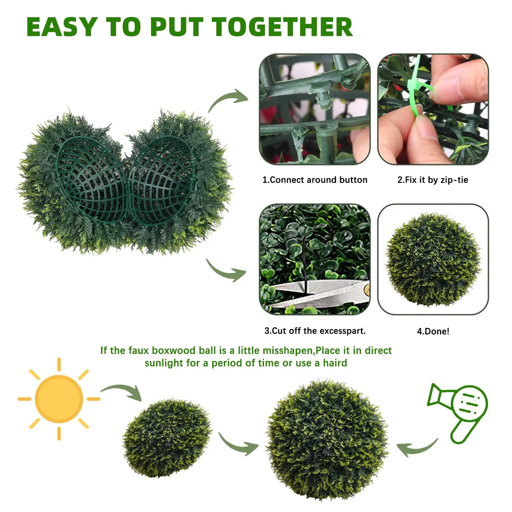 Topiary Balls, Artificial, Outdoor, Set of 2