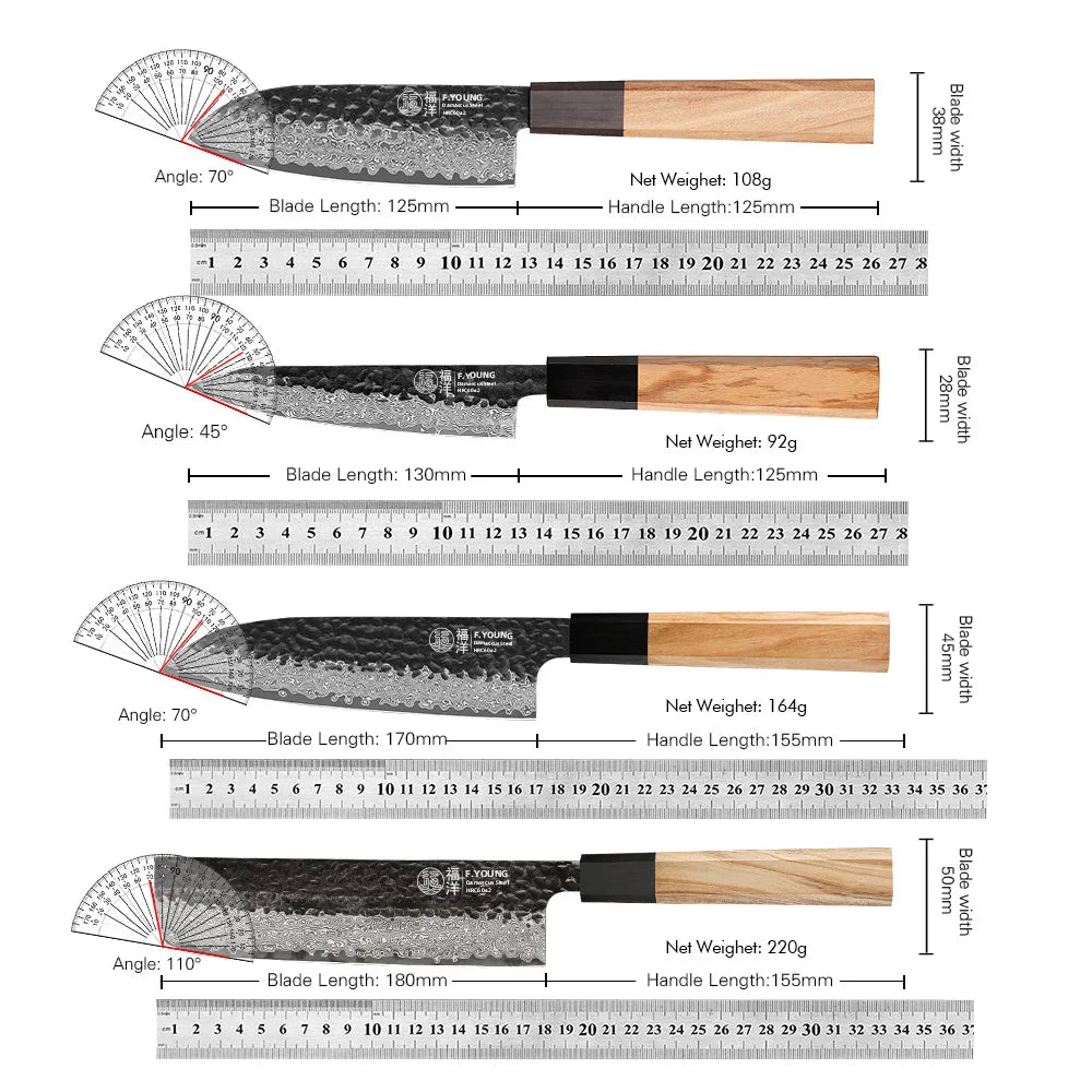 Damascus Steel Kitchen Knives, Japanese Hand Forged