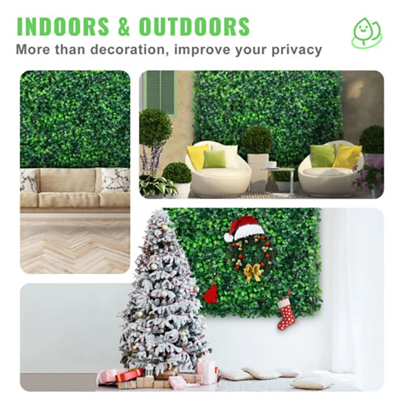 12pcs 24pcs Artificial Plants Grass Wall Panel Boxwood Hedge Greenery Privacy Fence Panel Grass for Indoor Home Garden Wedding