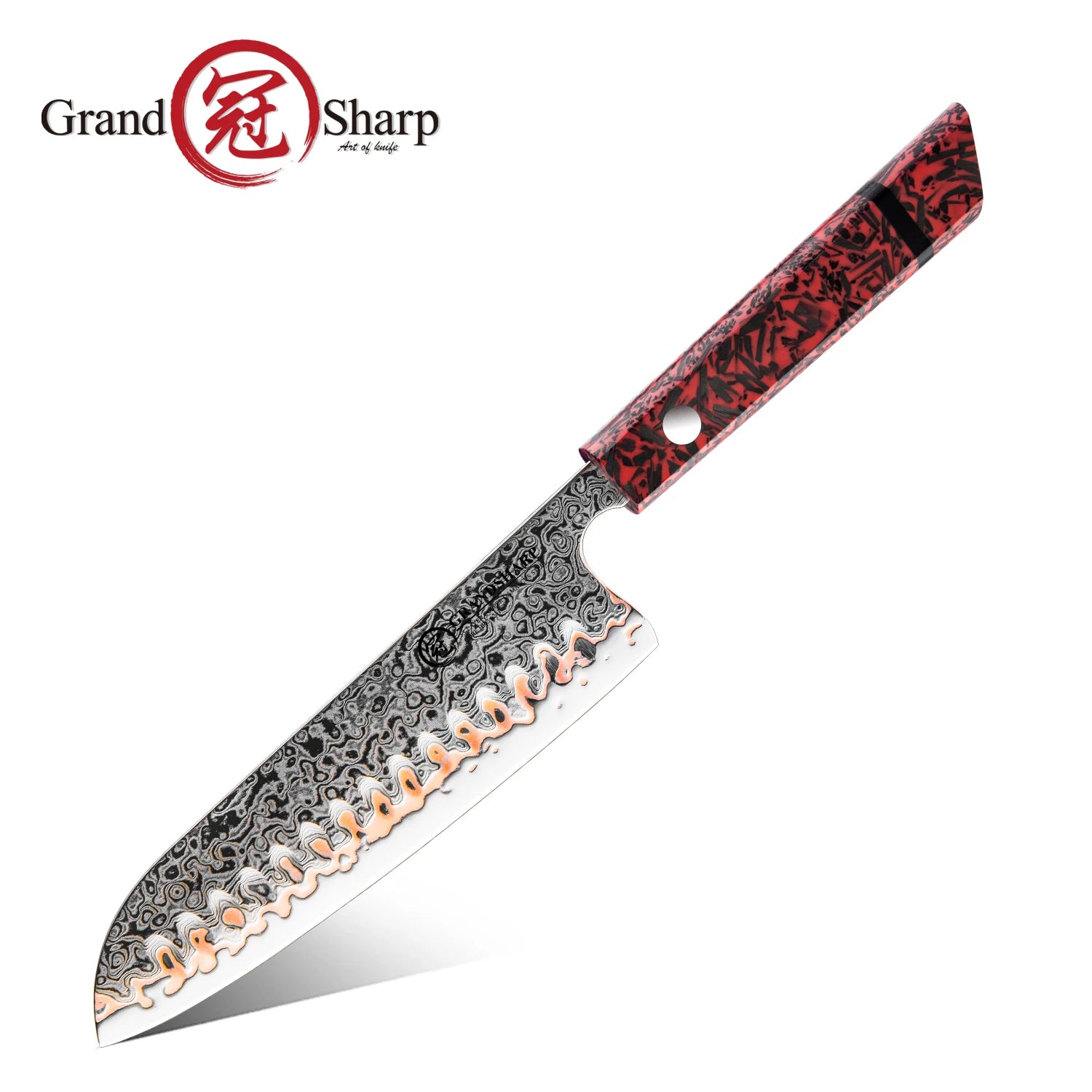 1-7PCS 55 Layers Copper Damascus Steel Chef Knife
