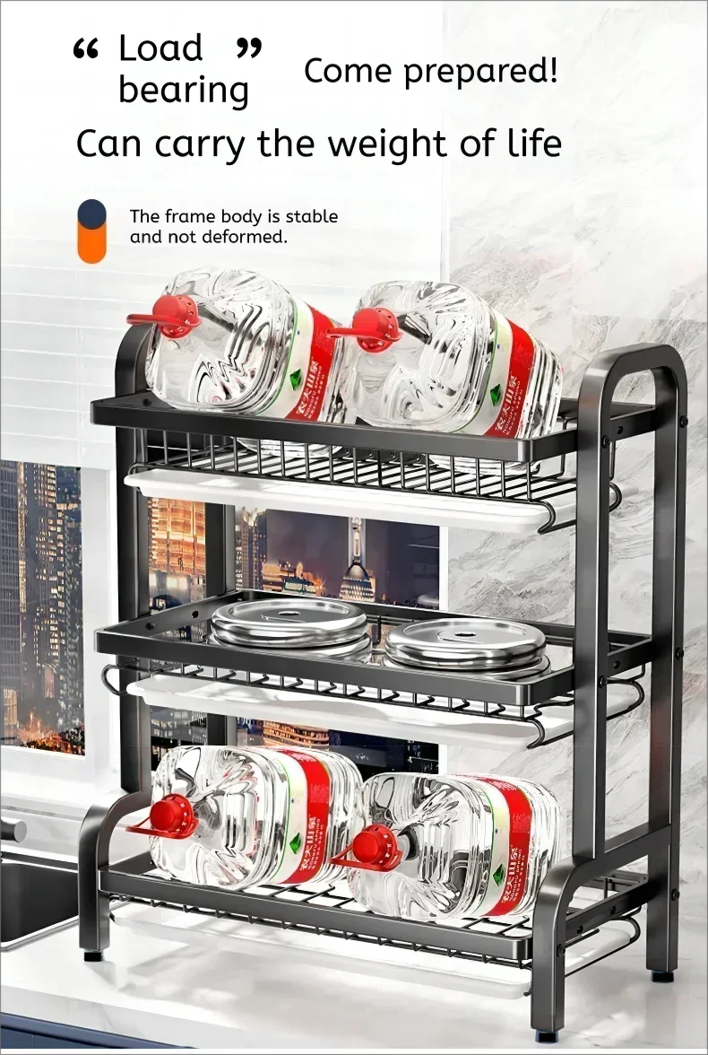 Stainless Steel Dish Rack 2-Tier, Drainboard & Utensil Holder