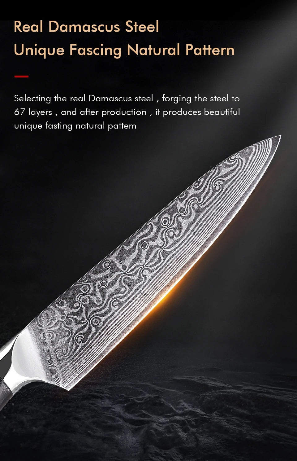 5" 67 Layer Damascus Steel Slicing, Paring Knife