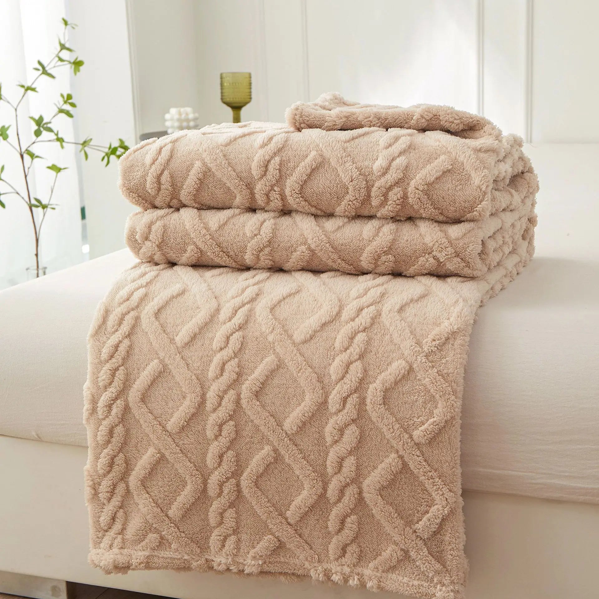 Sherpa Textile Fleece Blanket, Various Colors, Sizes
