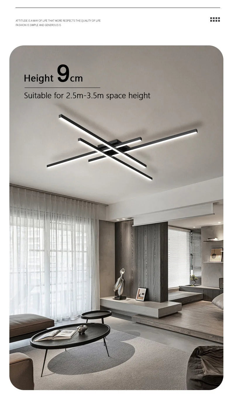 square led ceiling lamp, strip lights, black, white