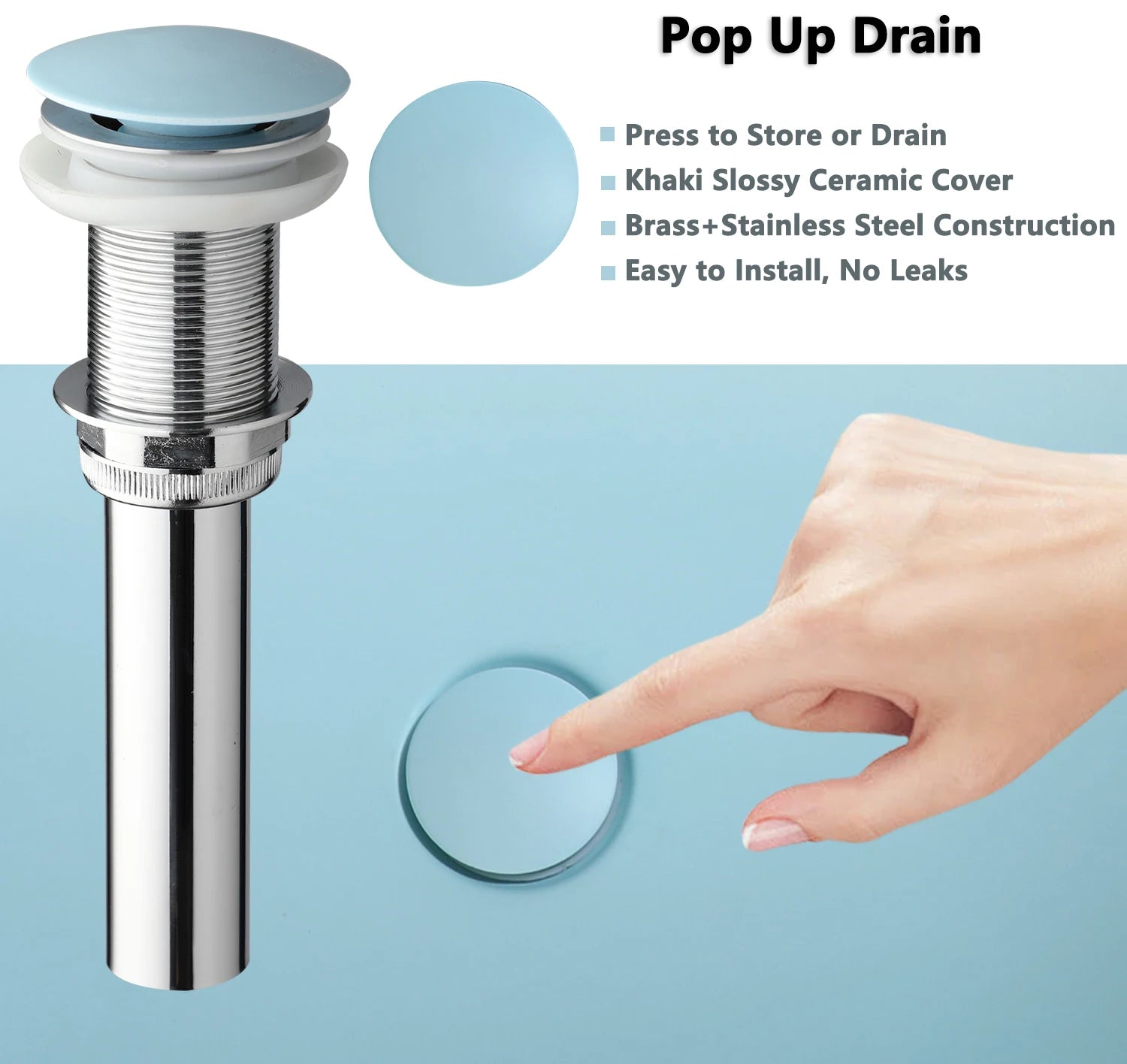 Blue Vessel Sink Deck Mounted, One Handle Faucet, Drain Set