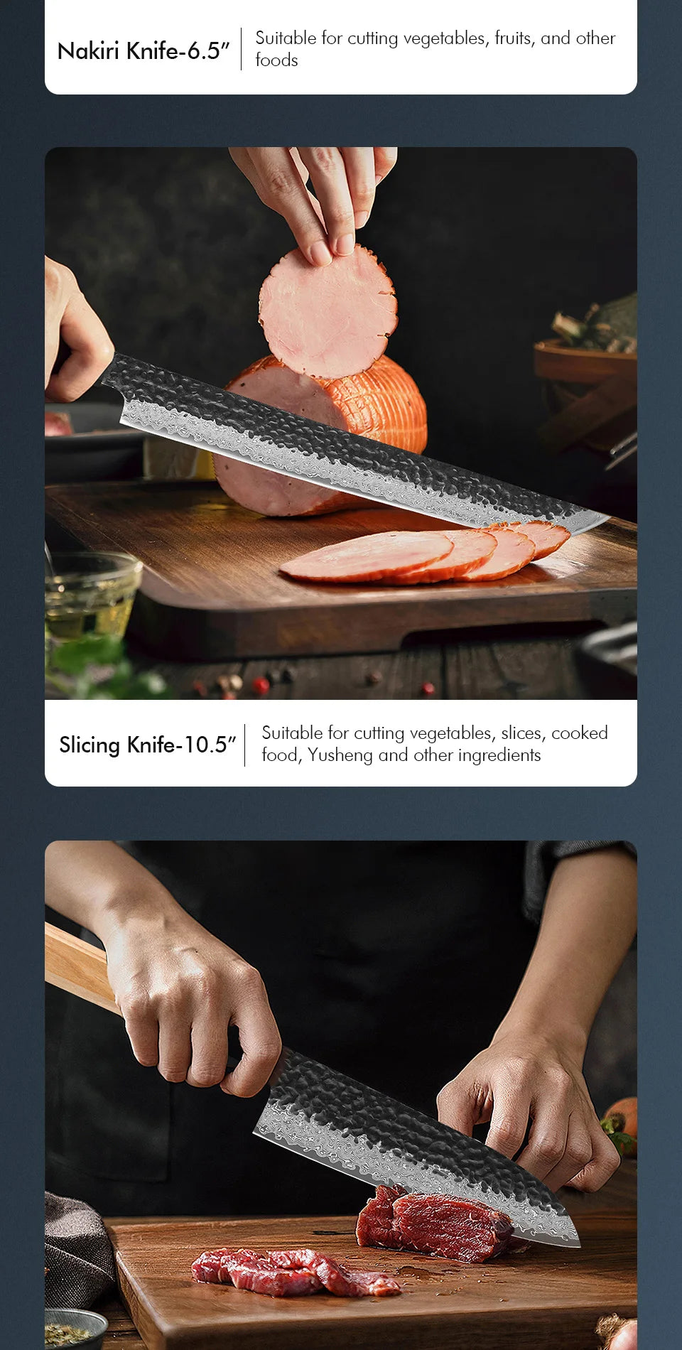 Damascus Steel Kitchen Knives, Japanese Hand Forged