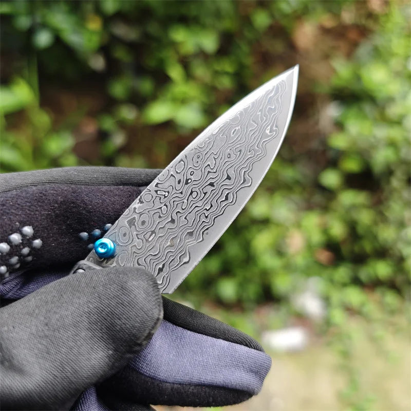 Damascus Steel, Carbon Fiber Handle, Hunting Knife