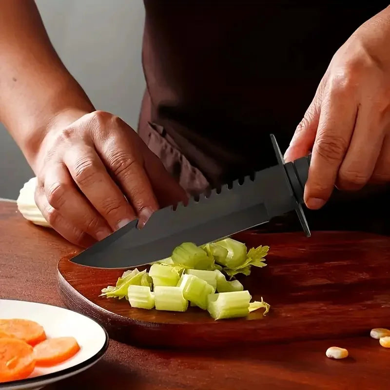 Straight Blade Knife All-Steel Handle, Nylon Grip