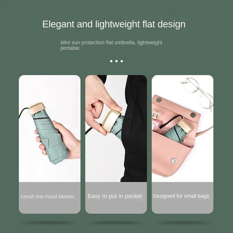 Mini Sun, Rain Umbrella Small Pocket Vinyl Folding