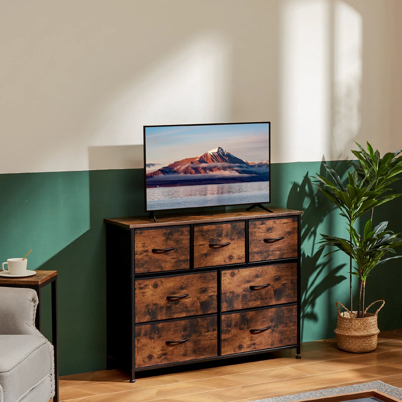 Display, Storage Cabinet, 7 Fabric Drawers