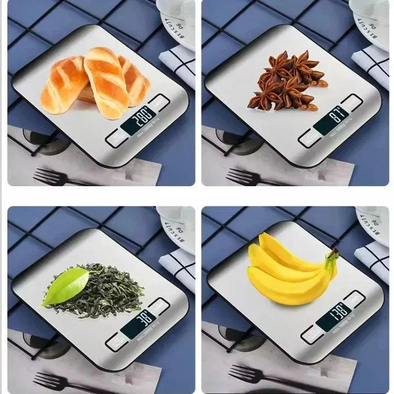 5kg-1g Kitchen Scale, LED Display, Stainless Steel Panel