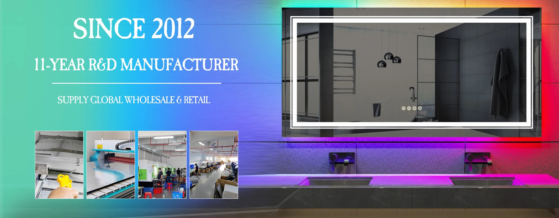 Bathroom Lighted Vanity Mirror, Frameless, Anti-Fog