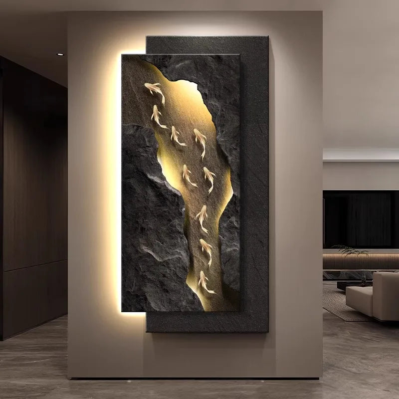 Led, Koi Fish Hanging Art Wall Lamps