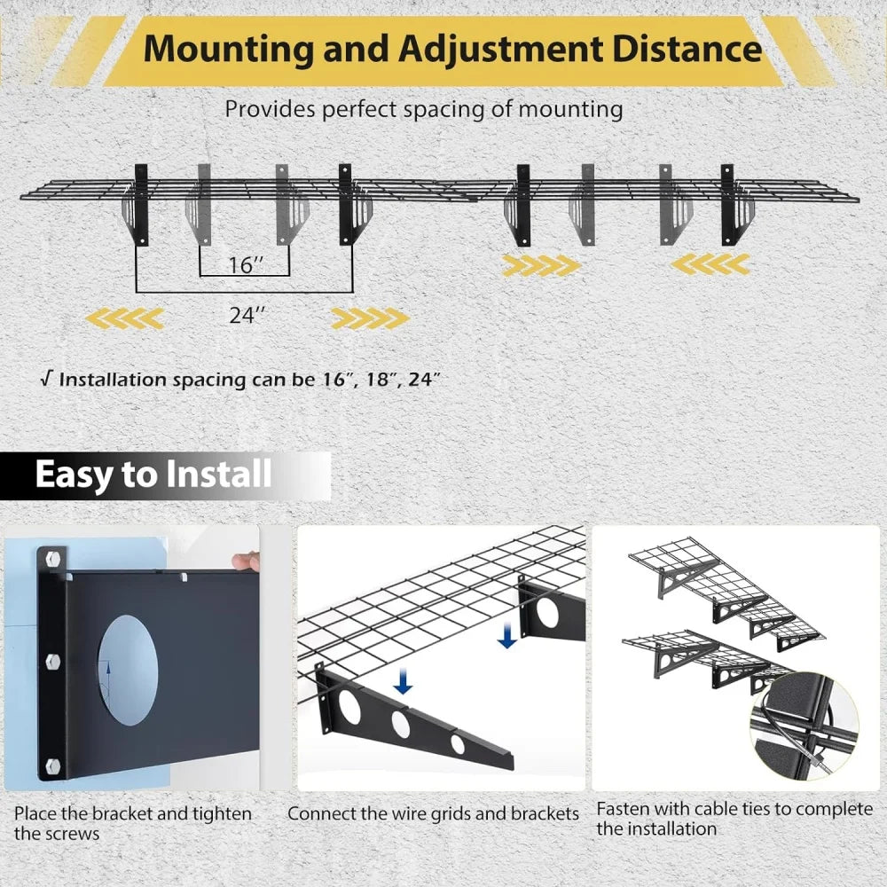 Garage Wall Shelving 2 Pcs 12x72 inch Wall Mounted