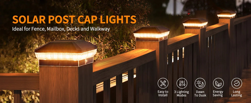 12 Pack 4x4 Solar Post Lights 30 Lumens