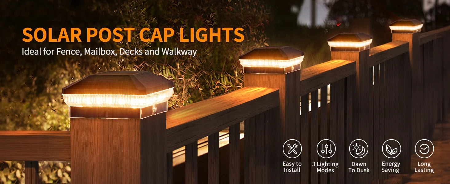 12 Pack 4x4 Solar Post Lights 30 Lumens