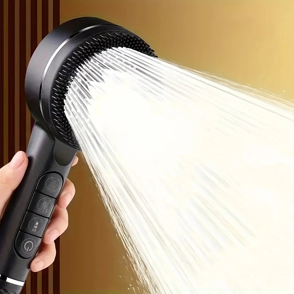 4 Modes Shower Head, Silicone Brush, High Pressure, Filter