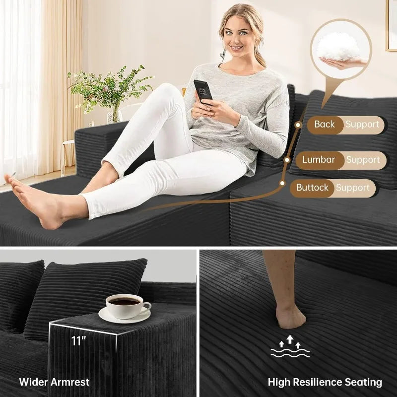 Sectional Sofa 103", Cloud Chaise, Dark Grey