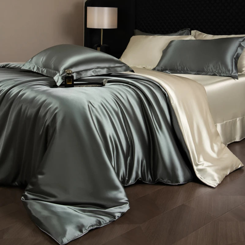 Silk Bedding Set, Duvet Cover, Fitted/Flat, Pillowcases