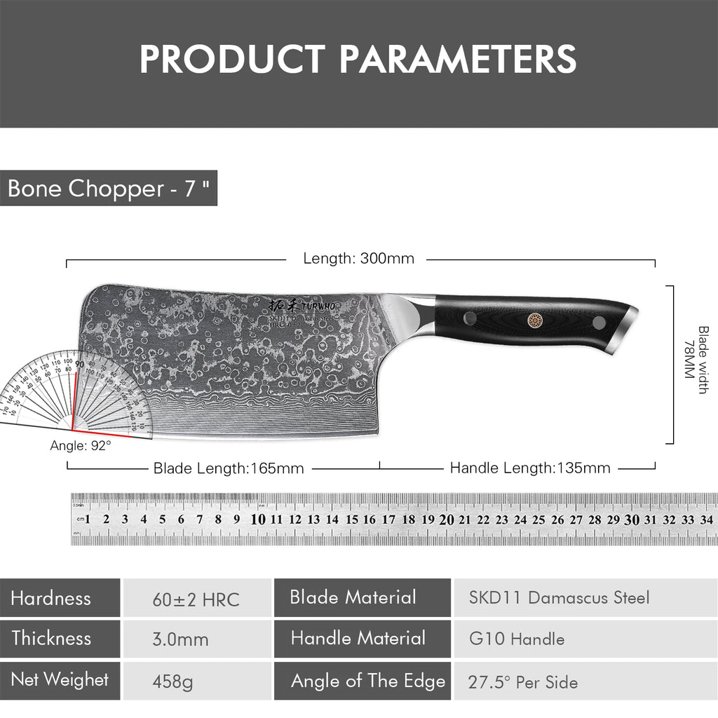 7" Bone Chopper Knife 67 Layers Japanese Damascus Steel
