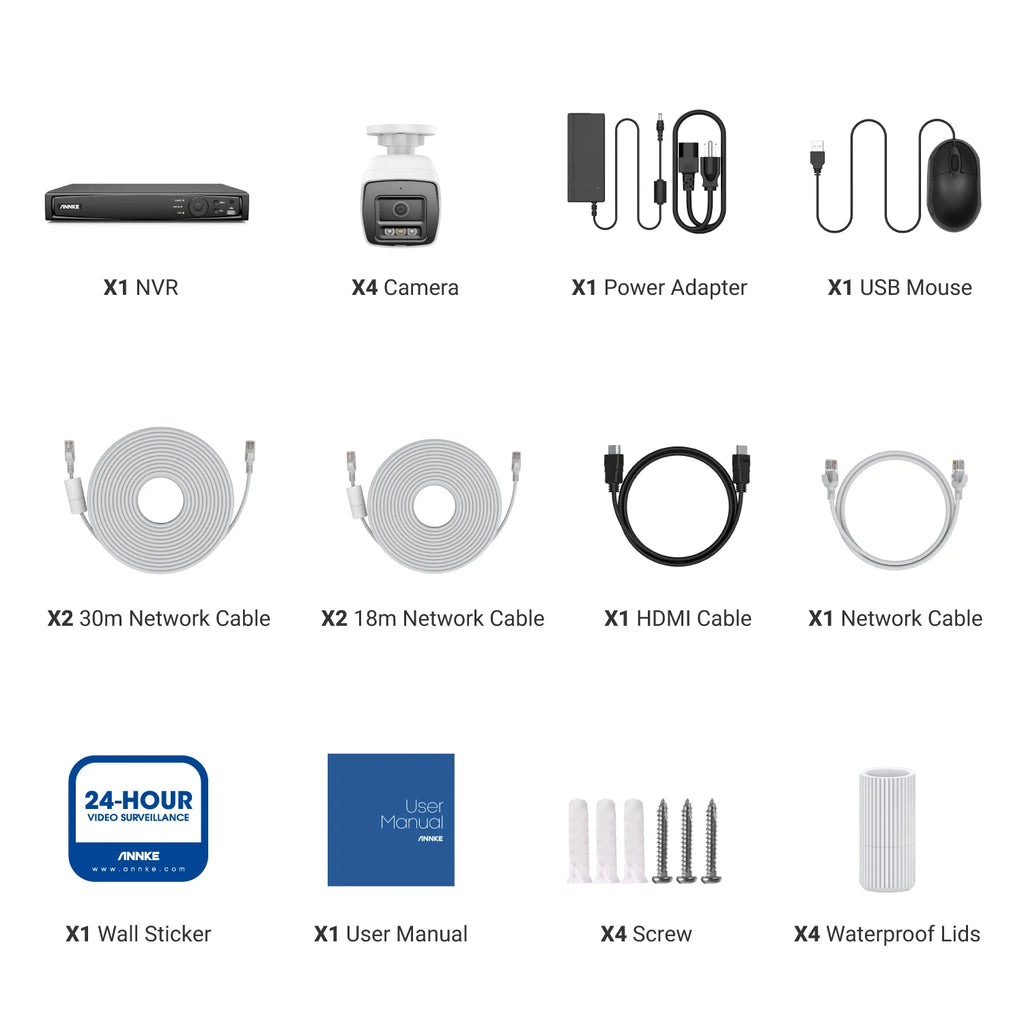 8CH NVR With 4/8 PCS security camera kit