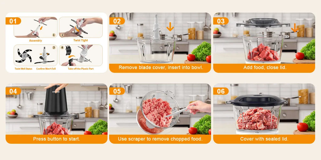 Food Processor Electric Meat Grinder Food Chopper