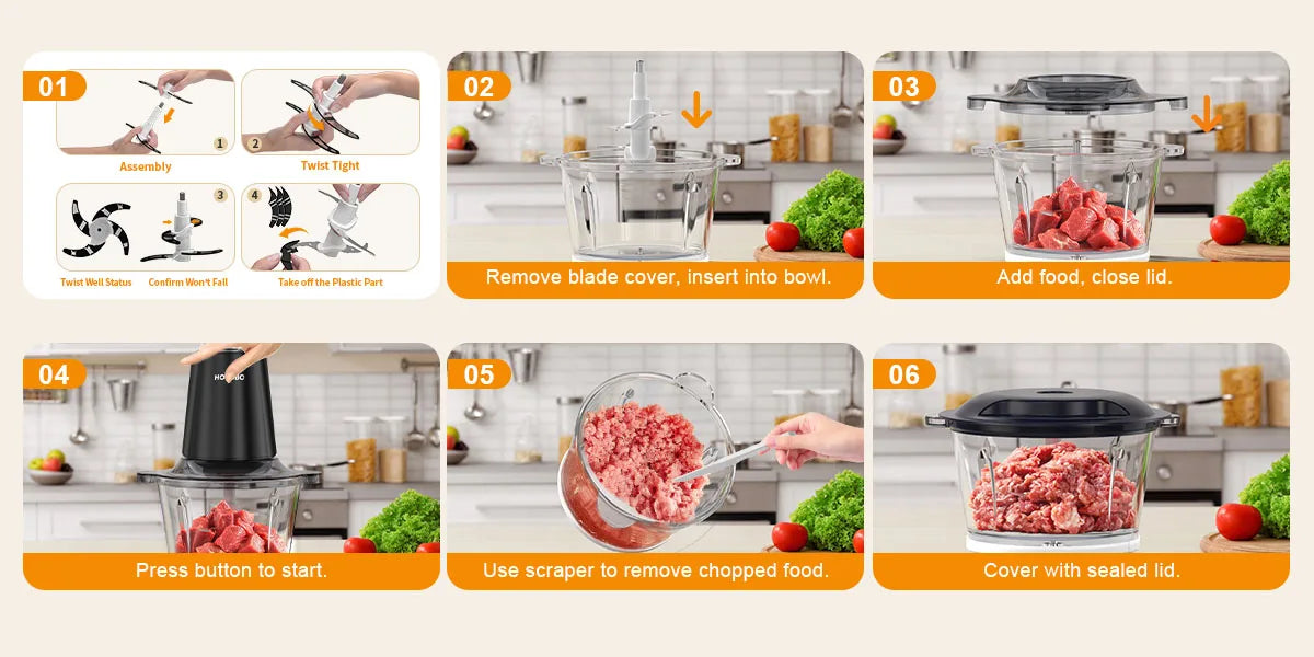Food Processor Electric Meat Grinder Food Chopper