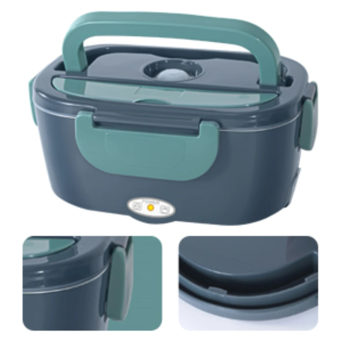 Heated Lunch Box. Dual Stainless Steel Containers, Portable