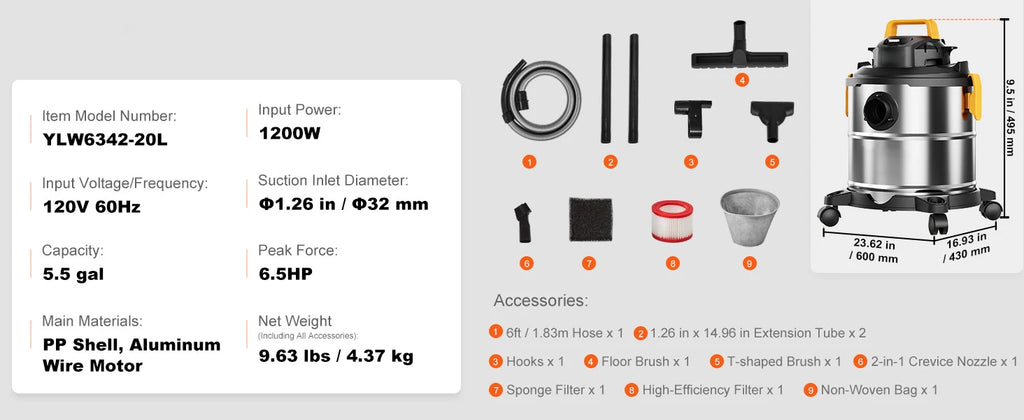 Stainless Steel Wet Dry Shop Vacuum