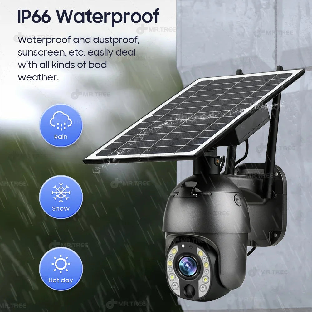 Solar Outdoor Surveillance Camera, 50X Zoom, Humanoid Tracking