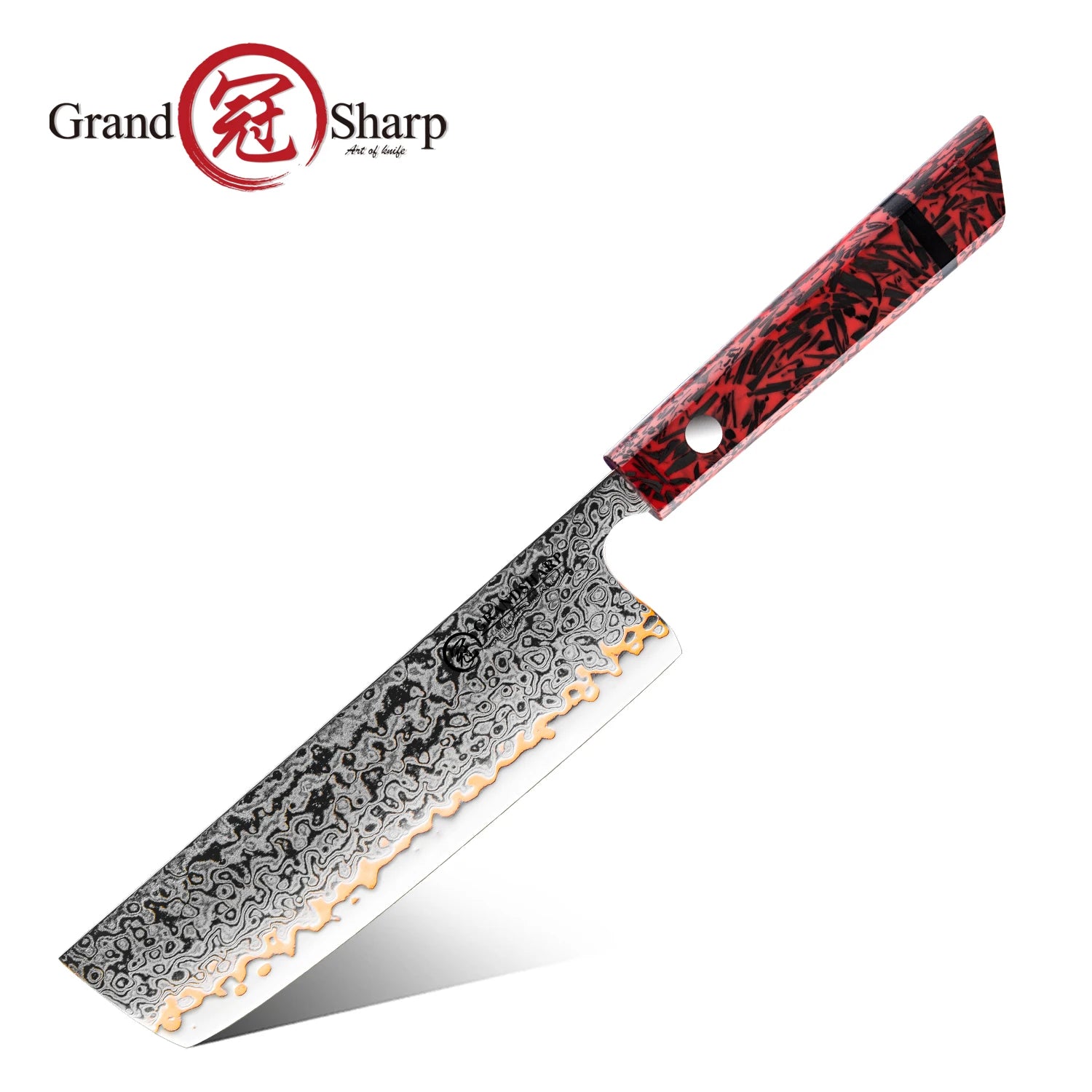 1-7PCS 55 Layers Copper Damascus Steel Chef Knife