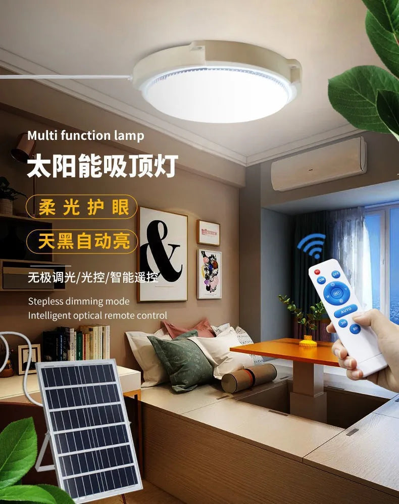 Solar Ceiling Light, Outdoor Indoor, Remote Control
