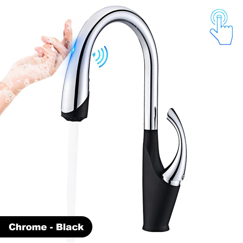 kitchen faucet, single handle, touch control, 3-function spray