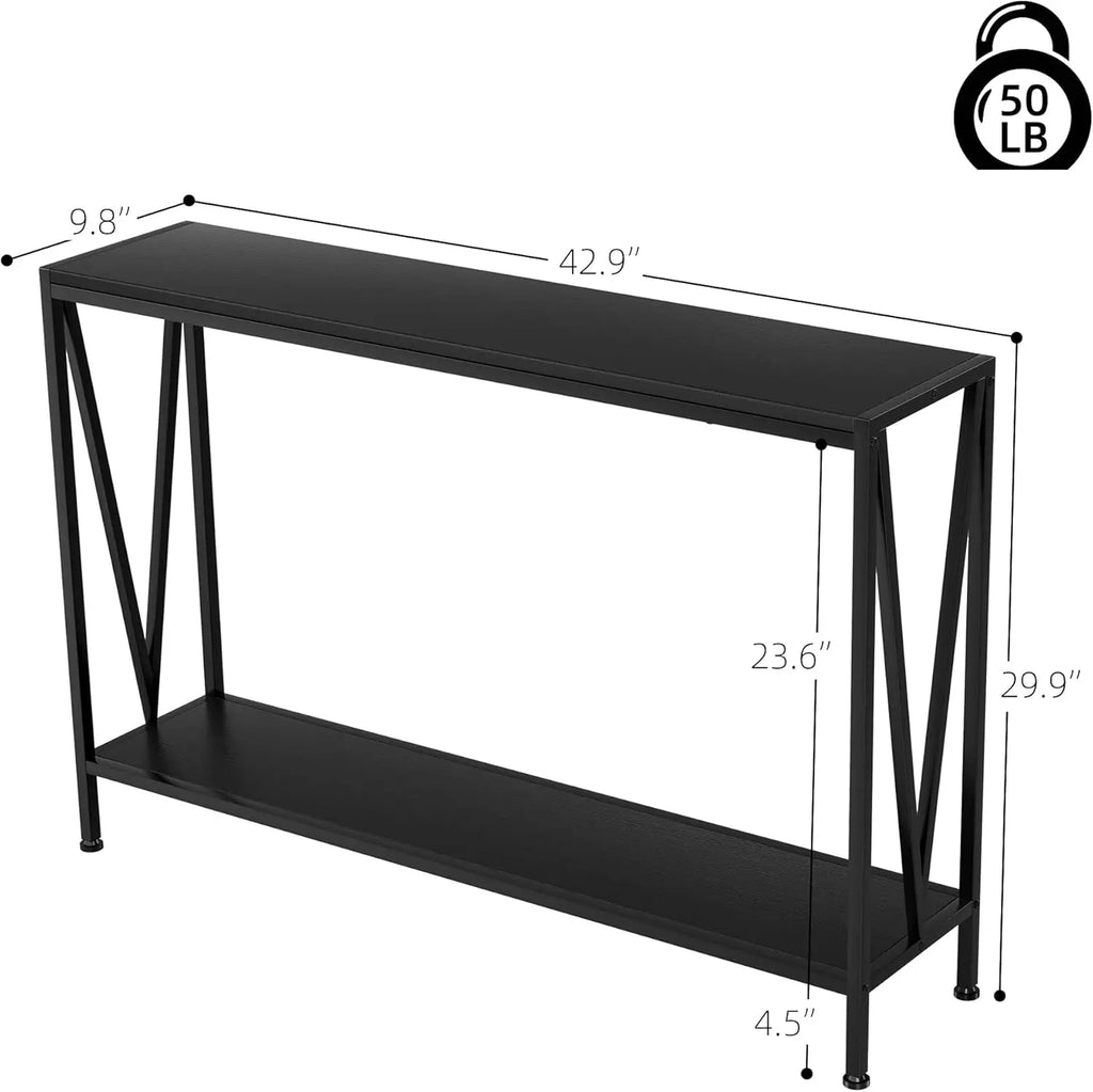 2-Tier Narrow Console Sofa Side Table