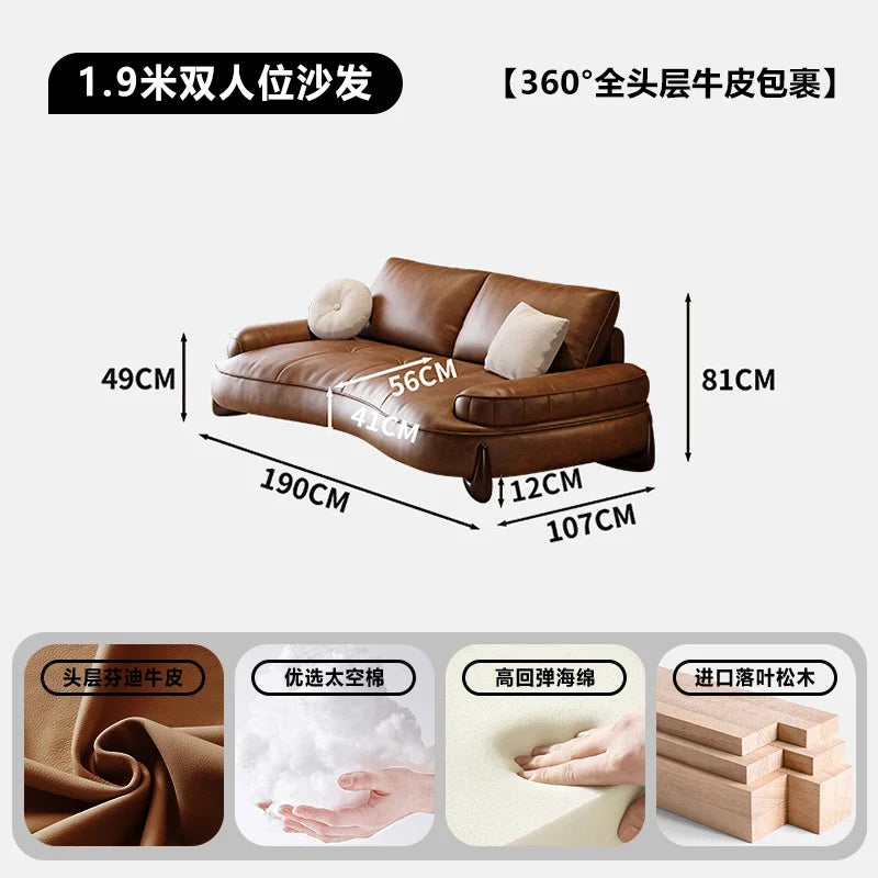 Brown Leatherette Floor Sofa, Reclining Style