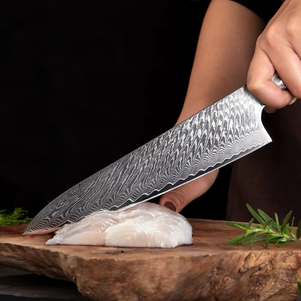 1-9Piece Damascus Steel Kitchen Knives Set