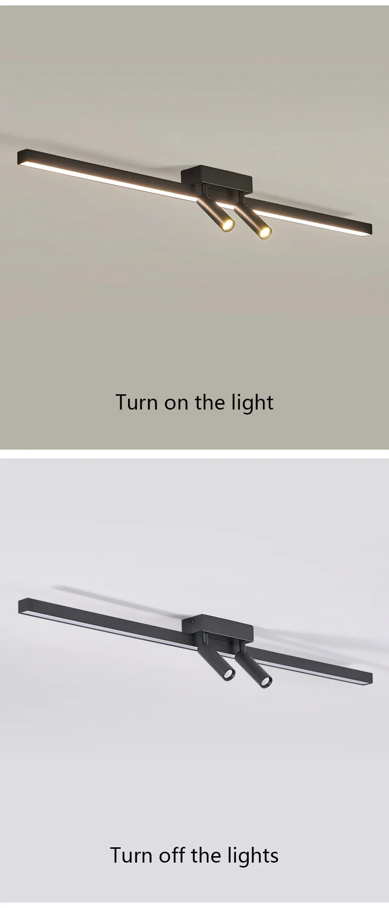 Ceiling Lamp Track Lighting, Black, White