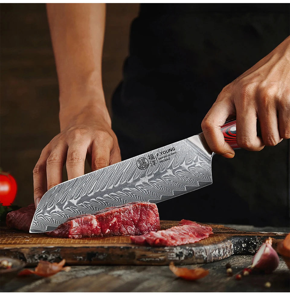 7 Inch Japanese Santoku Knife 67 Layer Damascus Steel