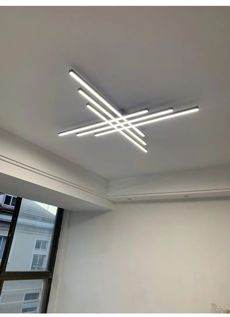 square led ceiling lamp, strip lights, black, white