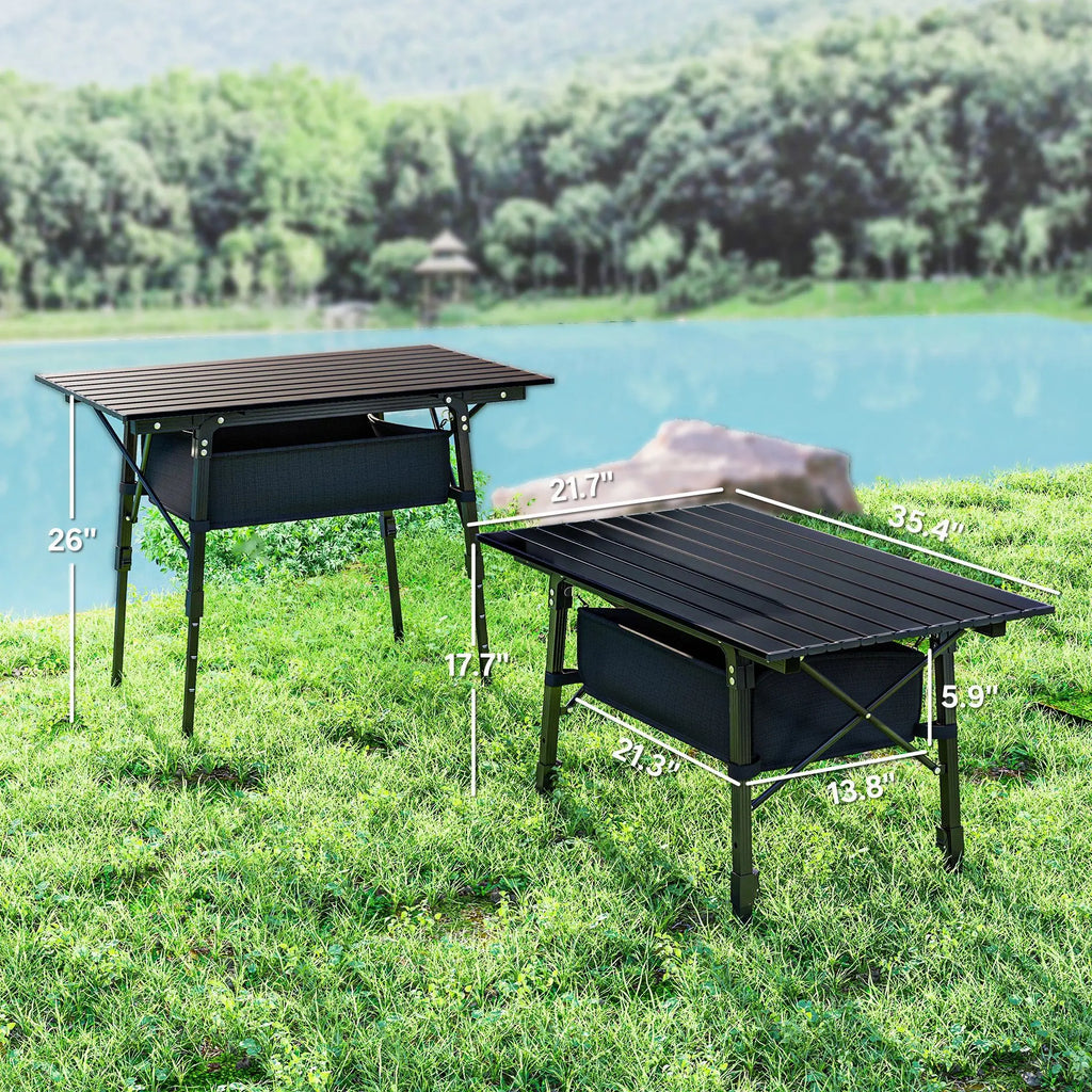 3ft Aluminum Folding Table, Storage Carry Bag Black