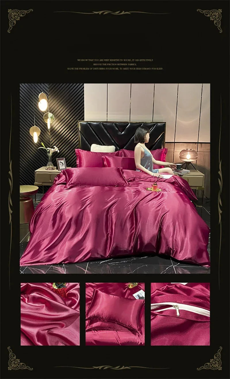 Satin Bedding Set, Duvet Cover, Sheets, Pillowcases