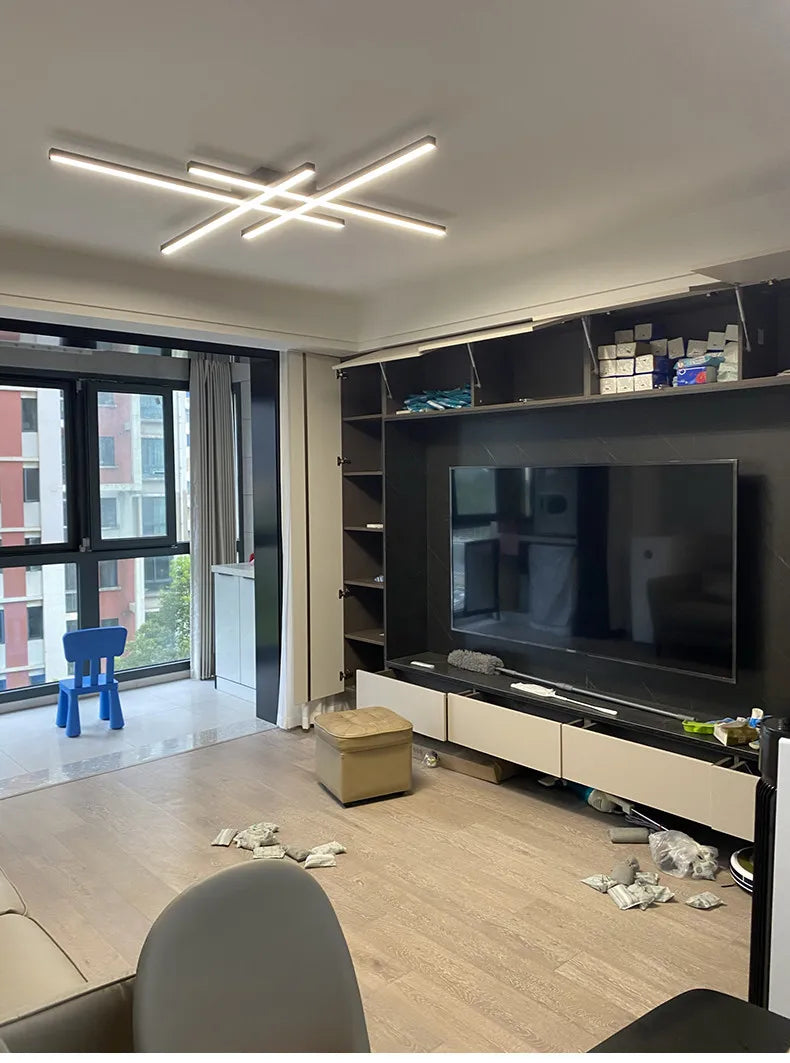 square led ceiling lamp, strip lights, black, white