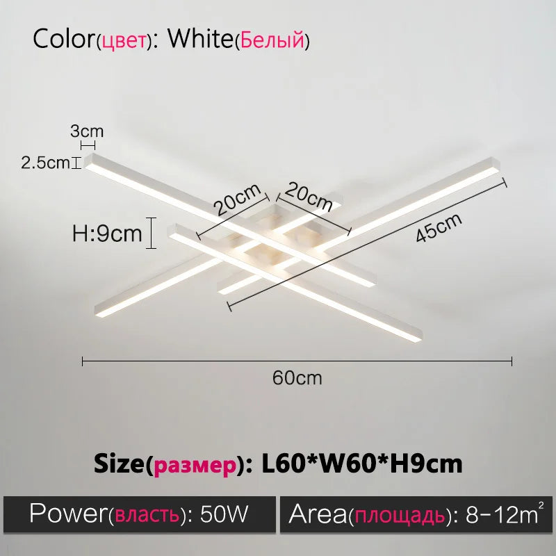 square led ceiling lamp, strip lights, black, white