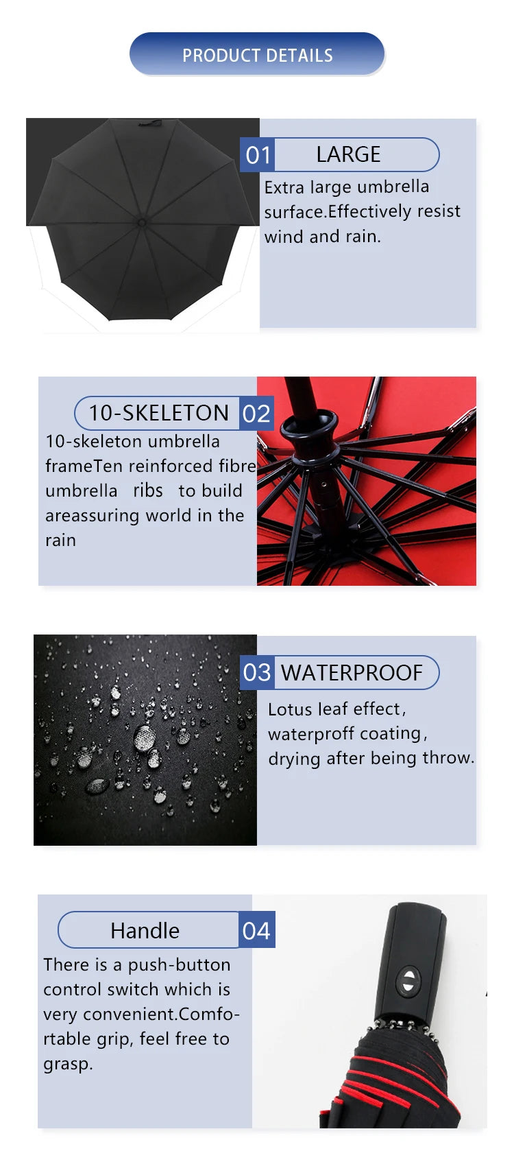 Extra Large, Triple Folding, Sunshade Umbrella