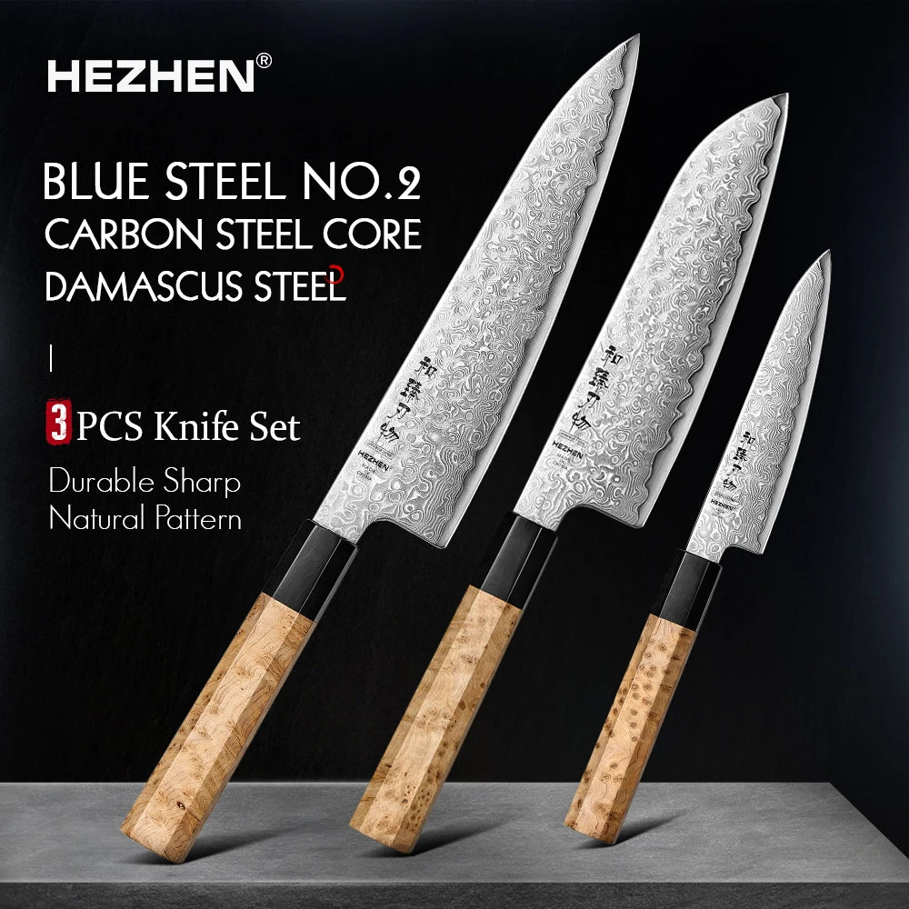 1PC Or 3PC Knife Set Damascus Steel Chef Knives