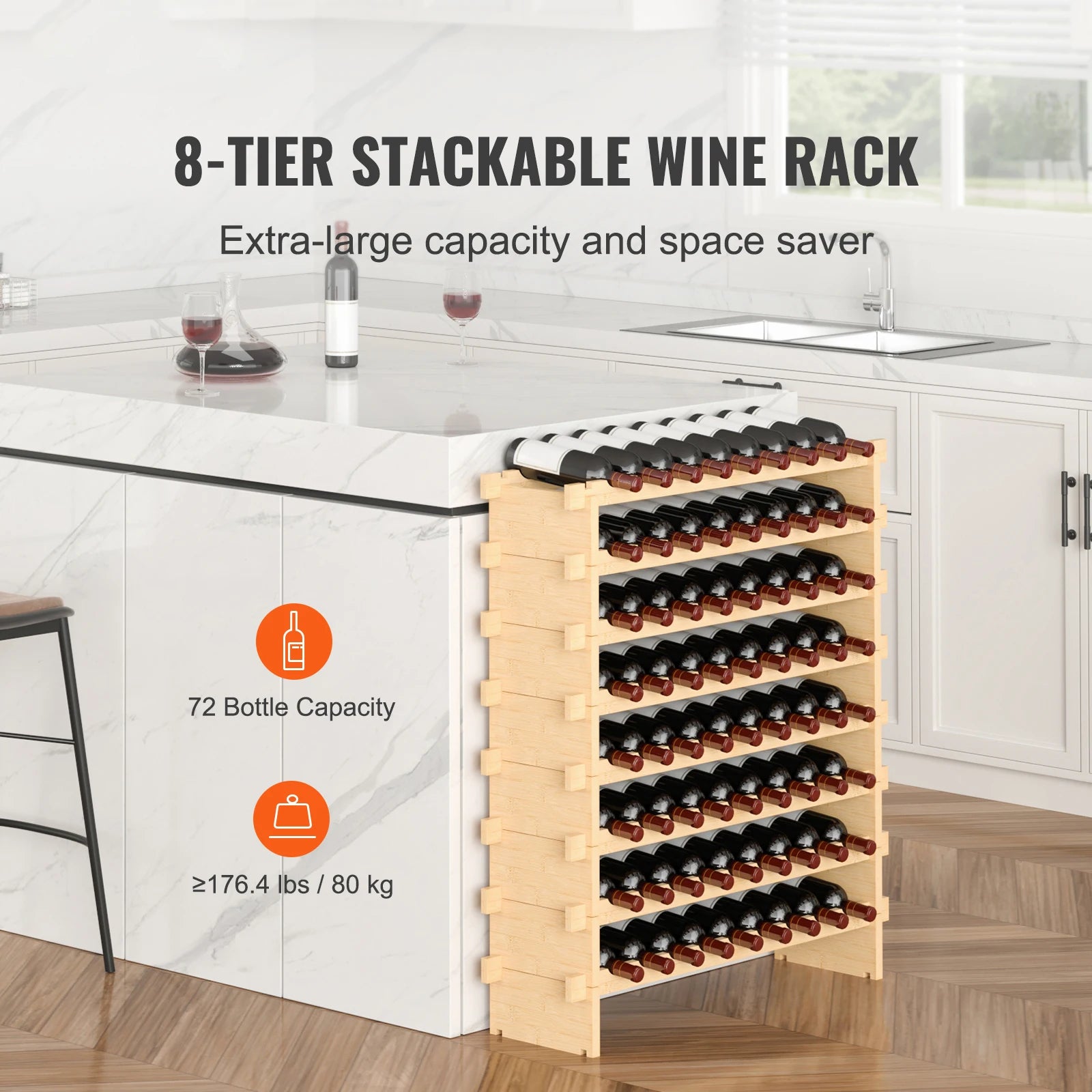Free Standing Wine Storage Rack, Bamboo