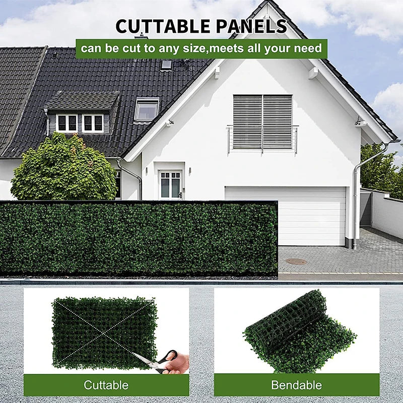 12pcs 24pcs Artificial Plants Grass Wall Panel Boxwood Hedge Greenery Privacy Fence Panel Grass for Indoor Home Garden Wedding