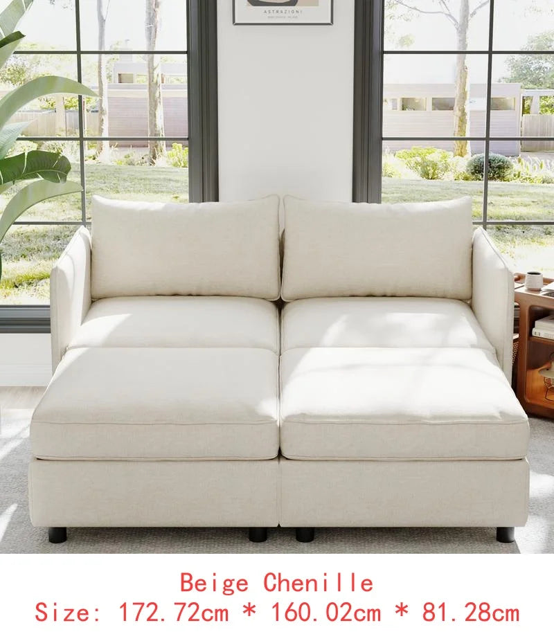 Sectional Sofa with Storage, Flexible Fabric Sleeper
